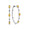 925 Sterling Silver Citrine Bujukan Classic 40mm Hoop Earrings