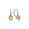 925 Sterling Silver Citrine and Diamond Leverback Earrings - 0.04 ct