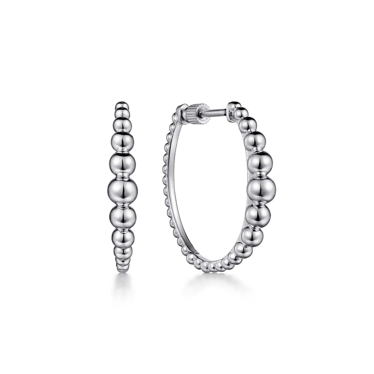 925 Sterling Silver Classic Hoop Earrings  25mm-Bujukan - Shot 1