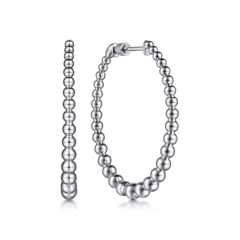 925 Sterling Silver Classic Hoop Earrings  40mm- Bujukan - Shot 1