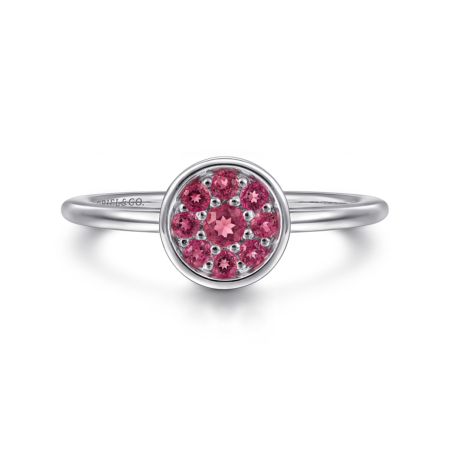 925 Sterling Silver Cluster Pink Tourmaline Ladies Ring