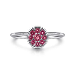 925 Sterling Silver Cluster Pink Tourmaline Ladies Ring