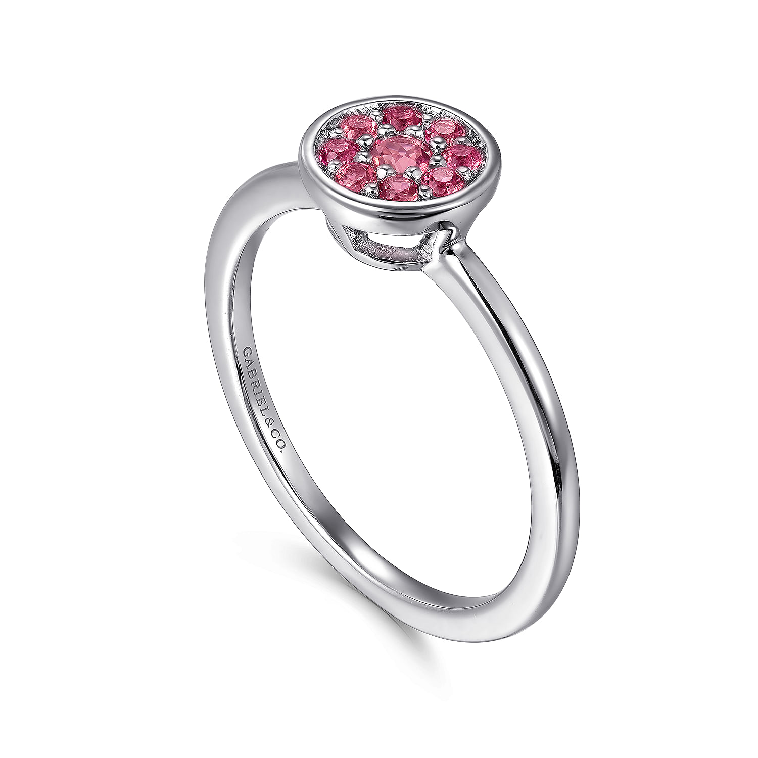 925 Sterling Silver Cluster Pink Tourmaline Ladies Ring