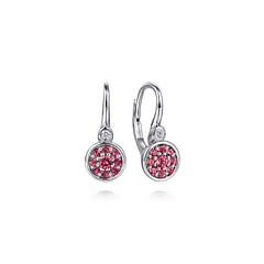 925 Sterling Silver Cluster Pink Tourmaline and Diamond Leverback Earrings