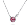 925 Sterling Silver Cluster Pink Tourmaline and Diamond Pendant Necklace - 0.02 ct