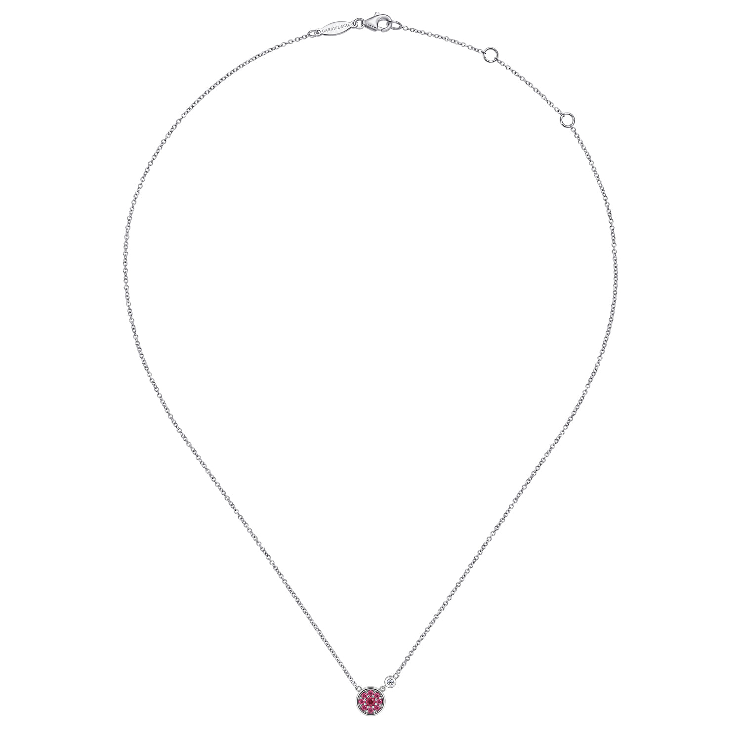 925 Sterling Silver Cluster Pink Tourmaline and Diamond Pendant Necklace - 0.02 ct - Shot 2