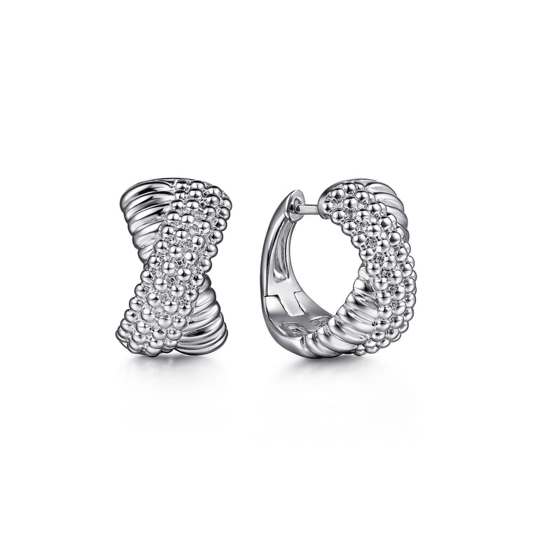 925 Sterling Silver Criss Cross Earrings - Shot 1