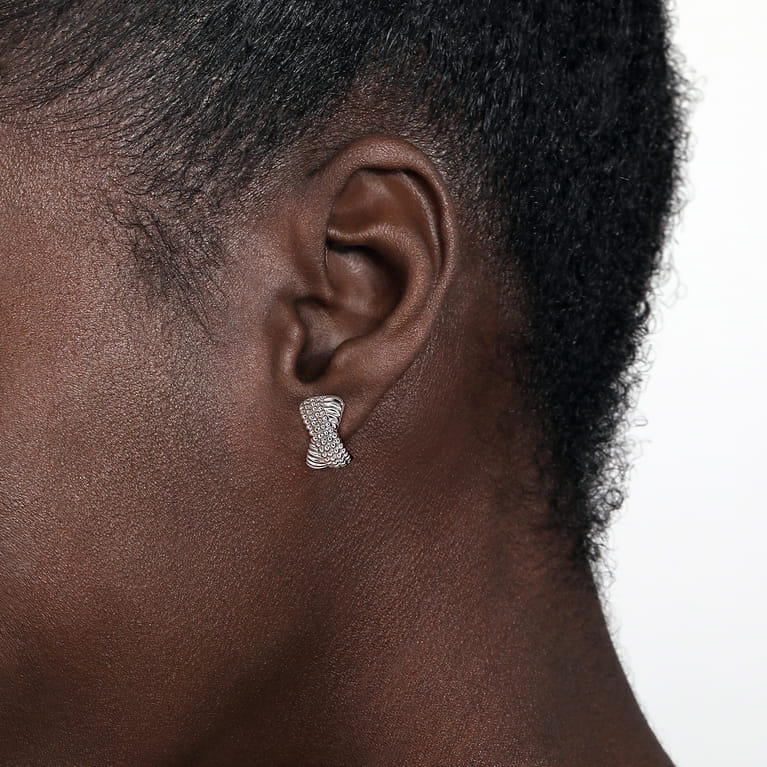 925 Sterling Silver Criss Cross Earrings - Shot 2