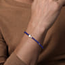 925 Sterling Silver Cross Bracelet with 4mm Lapis Beads