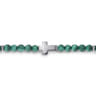 925 Sterling Silver Cross Bracelet with 4mm Malachite Beads