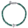 925 Sterling Silver Cross Bracelet with 4mm Malachite Beads