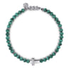 925 Sterling Silver Cross Bracelet with 4mm Malachite Beads