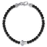 925 Sterling Silver Cross Bracelet with 4mm Onyx Beads