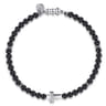 925 Sterling Silver Cross Bracelet with 4mm Onyx Beads