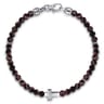 925 Sterling Silver Cross Bracelet with 4mm Tiger Eye Beads