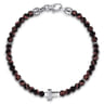 925 Sterling Silver Cross Bracelet with 4mm Tiger Eye Beads