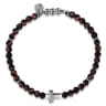 925 Sterling Silver Cross Bracelet with 4mm Tiger Eye Beads