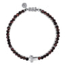 925 Sterling Silver Cross Bracelet with 4mm Tiger Eye Beads