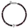 925 Sterling Silver Cross Bracelet with 4mm Tiger Eye Beads