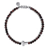 925 Sterling Silver Cross Bracelet with 4mm Tiger Eye Beads