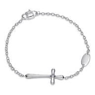 925 Sterling Silver Cross Diamond Bracelet