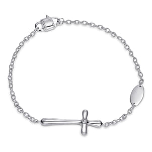 925 Sterling Silver Cross Diamond Bracelet