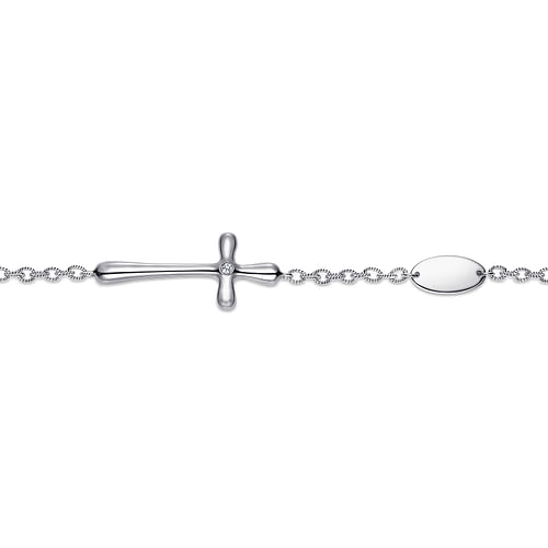 925 Sterling Silver Cross Diamond Bracelet - 0.02 ct - Shot 2