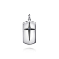 925 Sterling Silver Cross Dog Tag Pendant