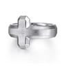 925 Sterling Silver Cross Men's Faceted Ring