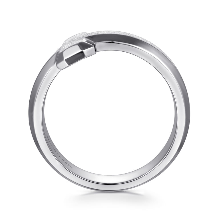 925 Sterling Silver Cross Men's Faceted Ring - Shot 2