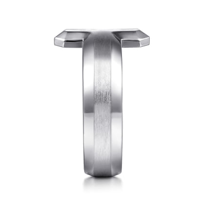 925 Sterling Silver Cross Men's Faceted Ring