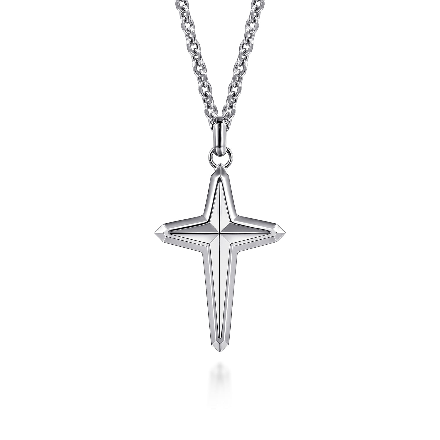 925 Sterling Silver Cross Pendant Necklace 22 inch - Shot 1