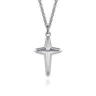 925 Sterling Silver Cross Pendant Necklace 22 inch