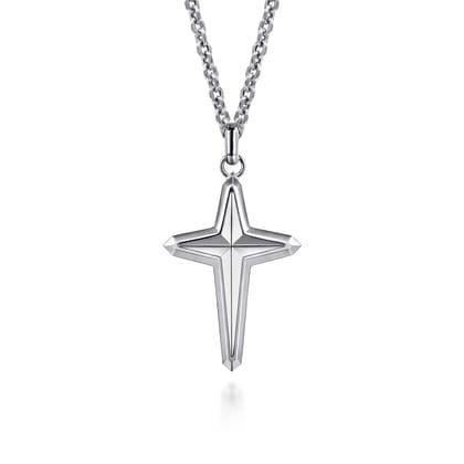 925 Sterling Silver Cross Pendant Necklace 22 inch