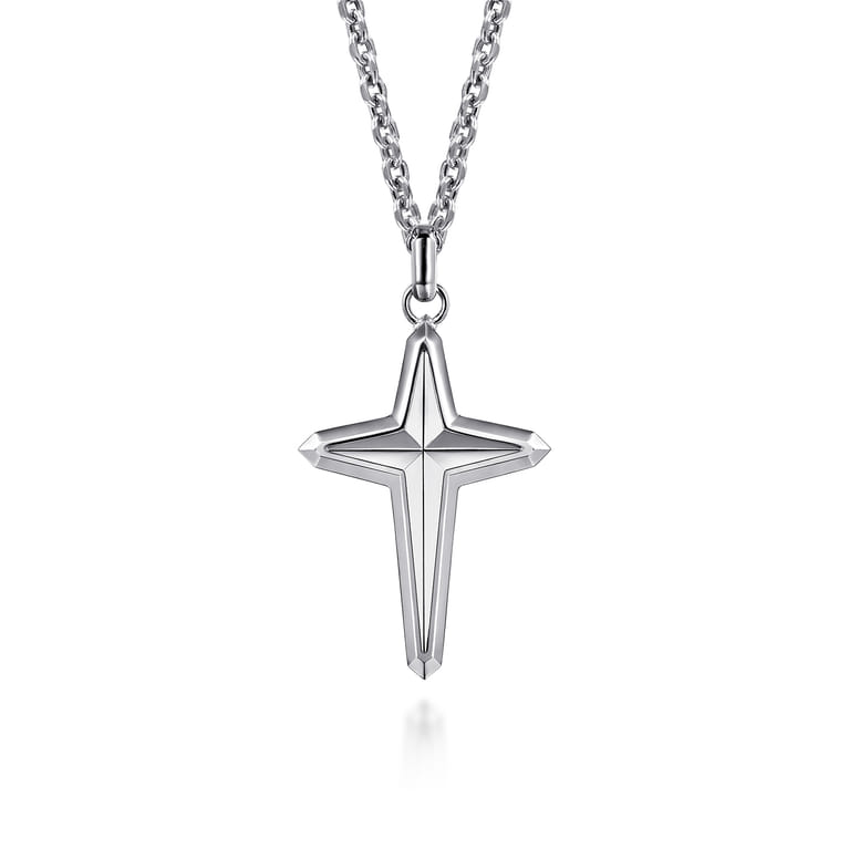 925 Sterling Silver Cross Pendant Necklace 22 inch - Shot 1