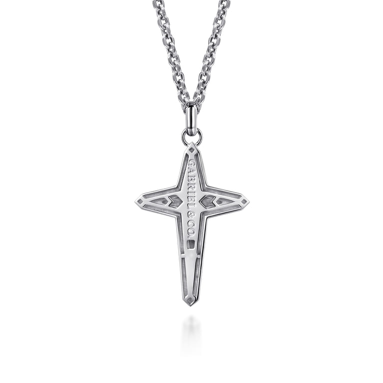 925 Sterling Silver Cross Pendant Necklace 22 inch - Shot 2