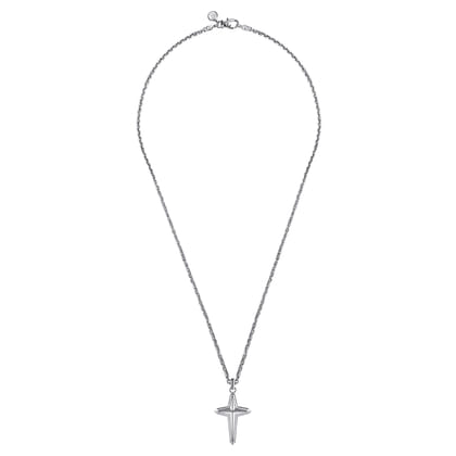 925 Sterling Silver Cross Pendant Necklace 22 inch