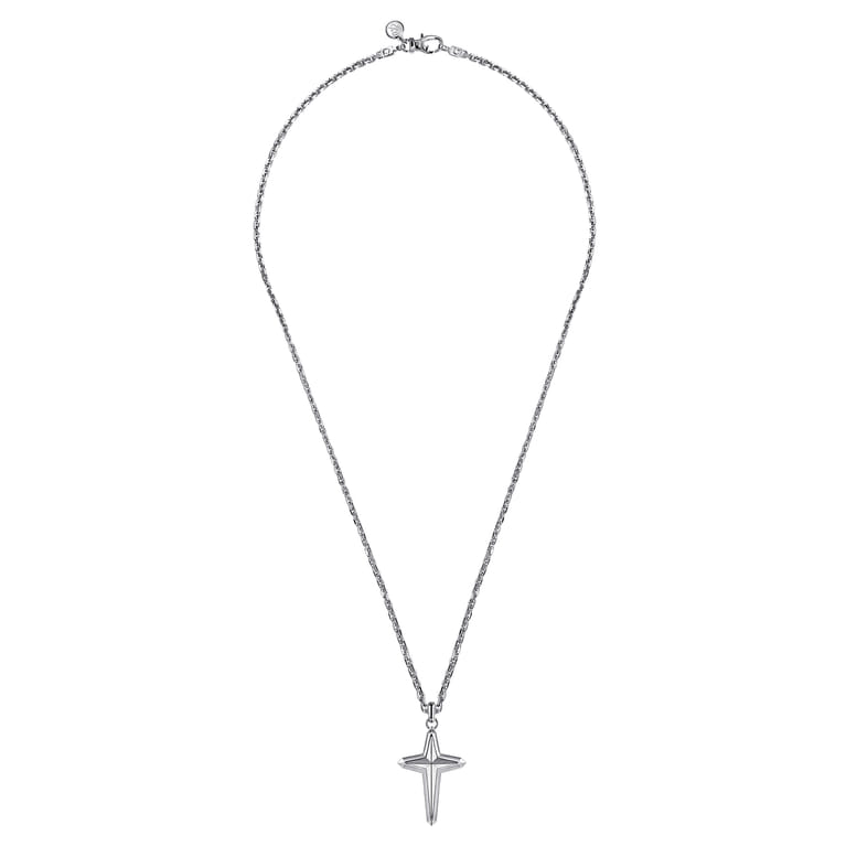 925 Sterling Silver Cross Pendant Necklace 22 inch - Shot 3