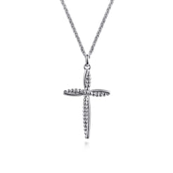 925 Sterling Silver Cross Pendant Necklace-Bujukan