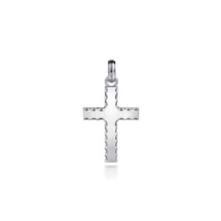 925 Sterling Silver Cross Pendant with Beveled Trim