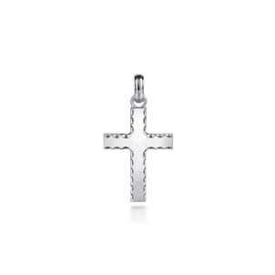 925 Sterling Silver Cross Pendant with Beveled Trim