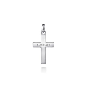925 Sterling Silver Cross Pendant with Beveled Trim