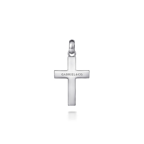 925 Sterling Silver Cross Pendant with Beveled Trim - Shot 2
