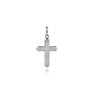 925 Sterling Silver Cross Pendant with Vertical Brush