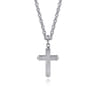 925 Sterling Silver Cross Pendant with Vertical Brush