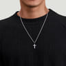 925 Sterling Silver Cross Pendant with Vertical Brush
