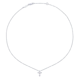 925 Sterling Silver Cultured Pearl Cross Necklace