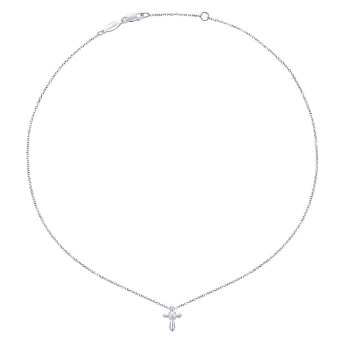 925 Sterling Silver Cultured Pearl Cross Necklace - Shot 2