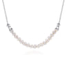 925 Sterling Silver Cultured Pearl String Bar Necklace