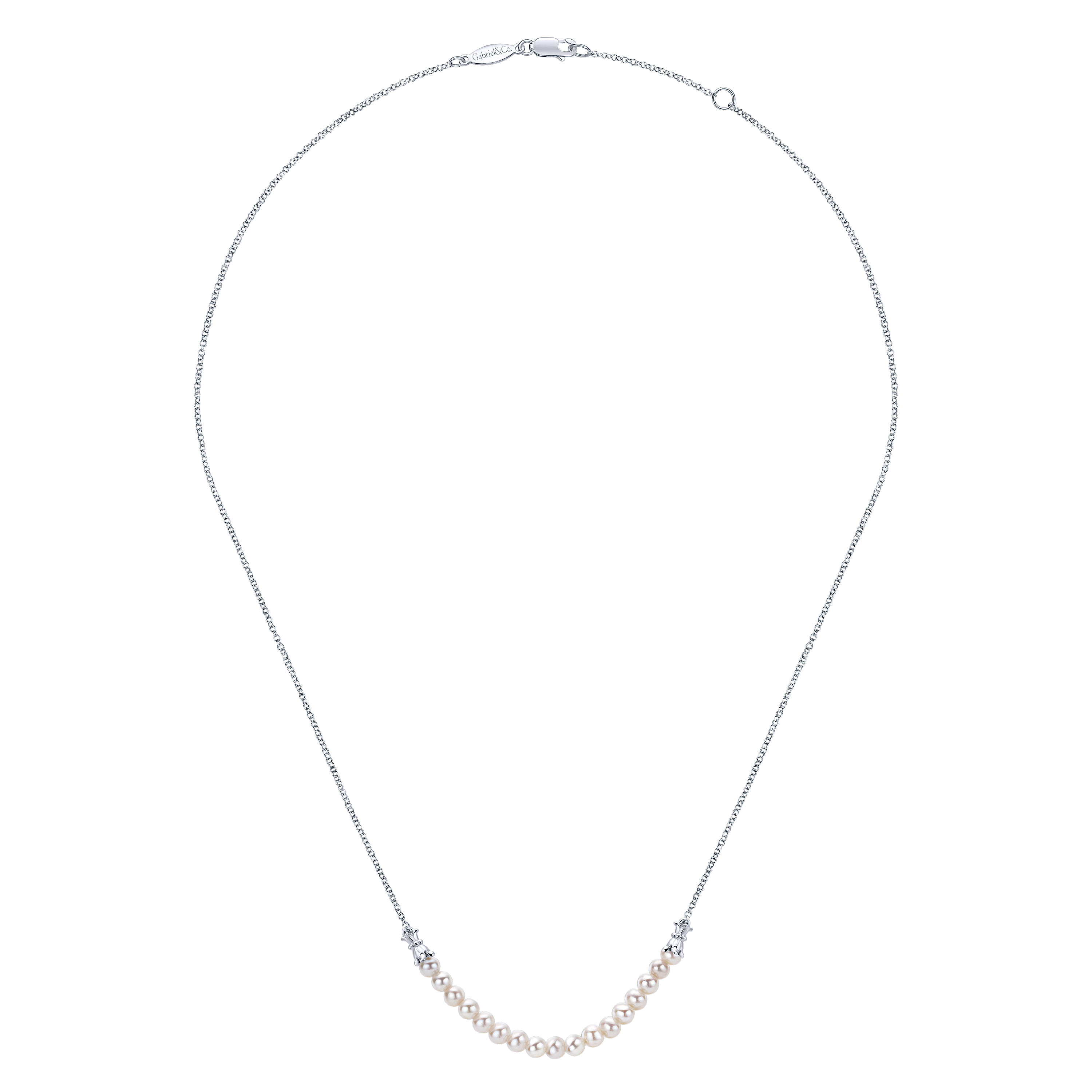 925 Sterling Silver Cultured Pearl String Bar Necklace - Shot 2